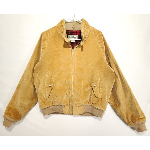 L.L. Bean Other - L.L.Bean Vintage Corduroy Jacket Mens Size S Plaid Lined Full Zip Tan Bomber
